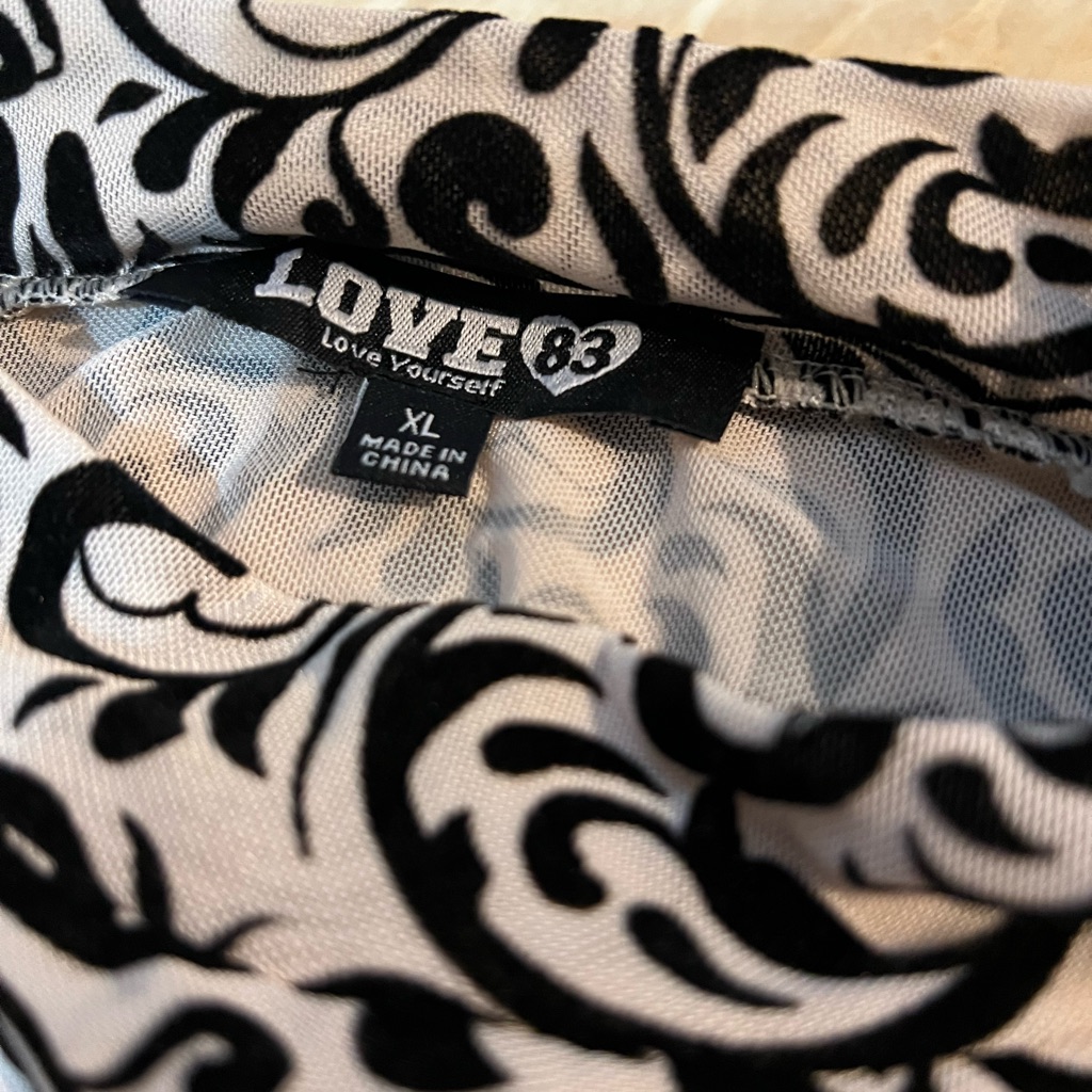 White And Black Blouse Transparent A Little. Xl Size